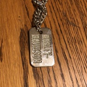 Crystal Harley Davidson Dog Tag Necklace